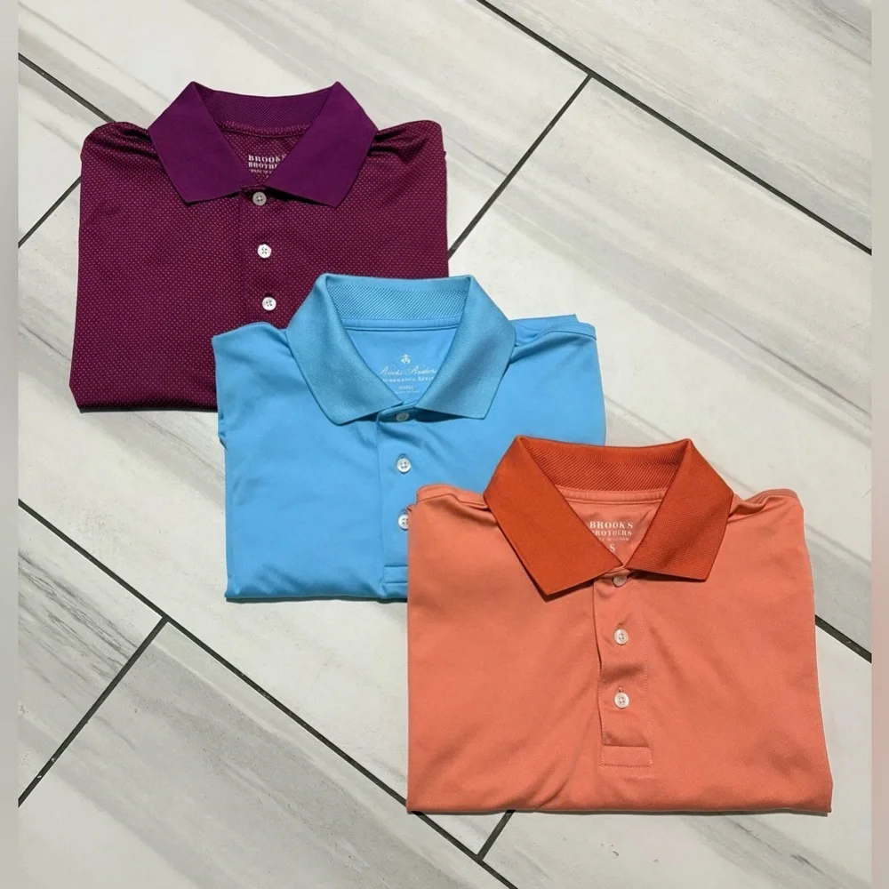 Brooks Brothers Men's Polo Shirt Light Blue Performance Series Golf Stretch | S